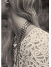 Ivory Lace Chiffon Peplum Airy Wedding Dress